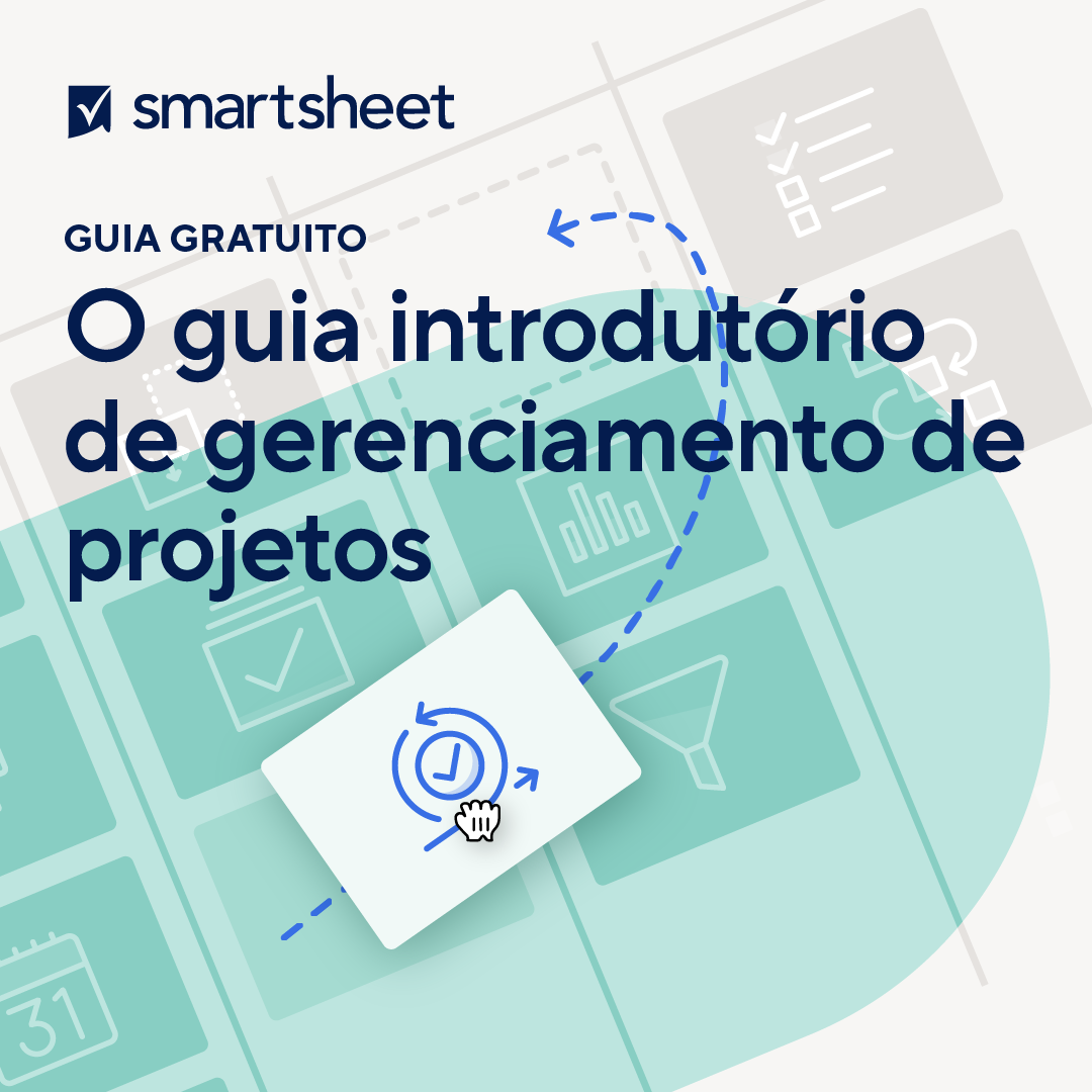 Uma ilustração com o logotipo Smartsheet e as palavras The 101 Guide to Project Management