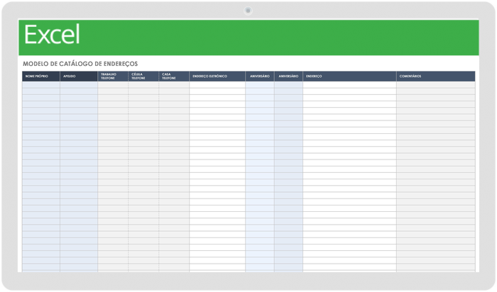 Modelo do caderno de endereços