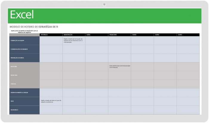  Modelo de roteiro de estratégia de TI