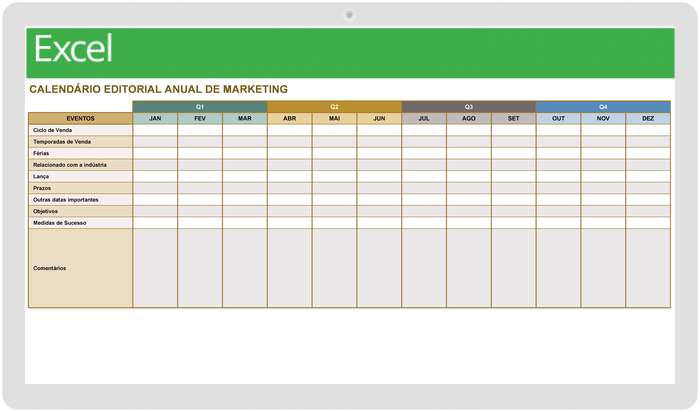 Calendário Editorial de Marketing