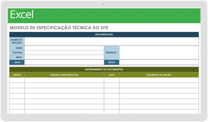  Modelo de Especificação Técnica do Site