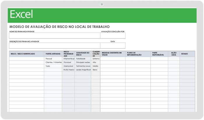 avaliação de risco de perigo no local de trabalho