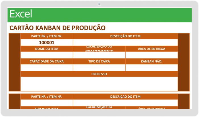 Cartão Kanban de Produção