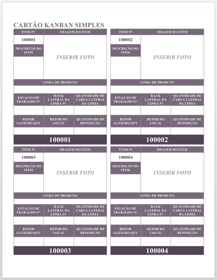 Cartão Kanban Simples