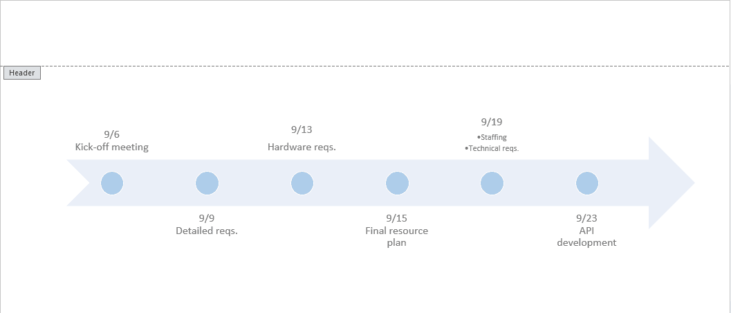 Header timeline in Word